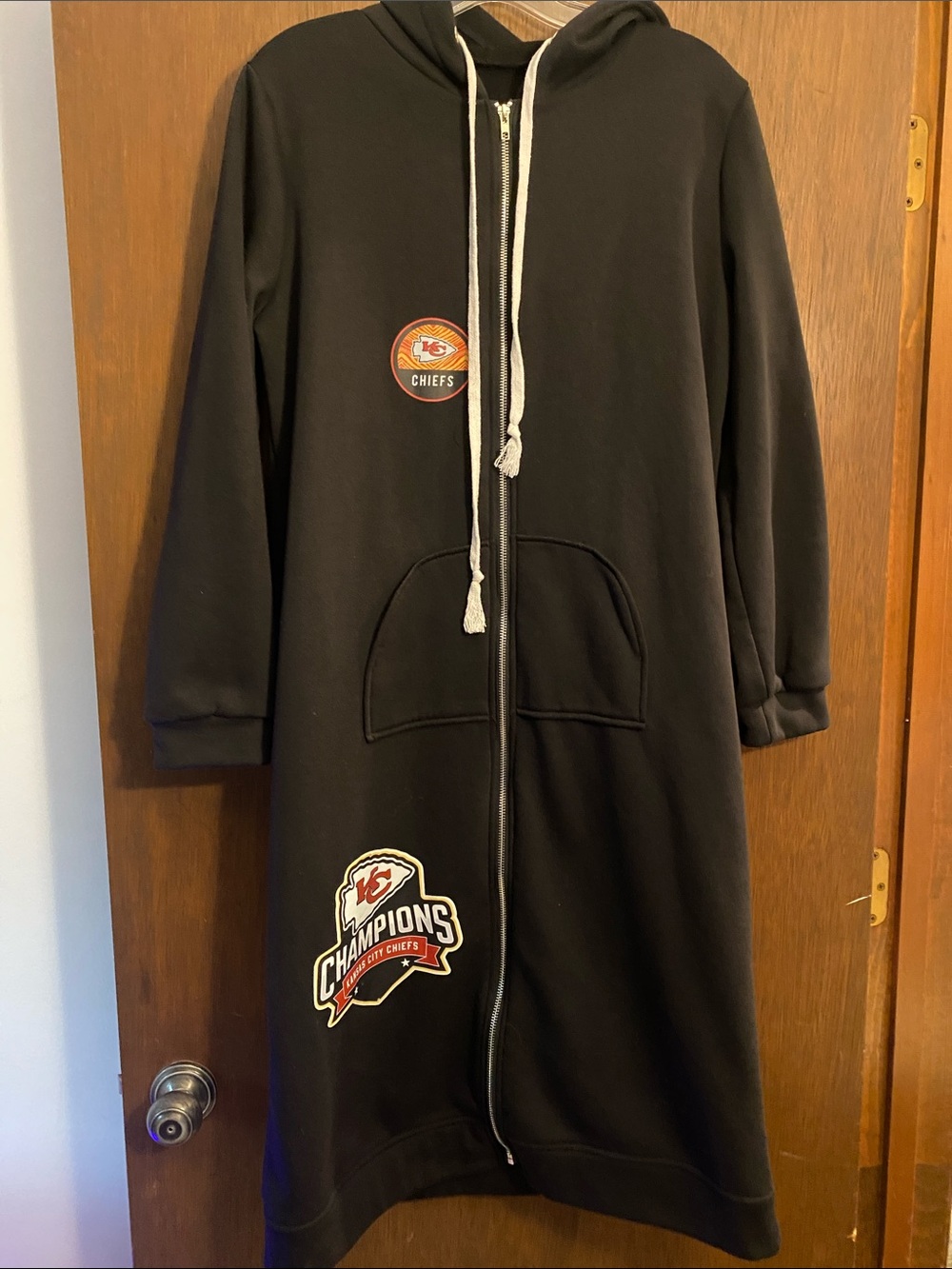 Black Zip-Up Hooded Long Jacket